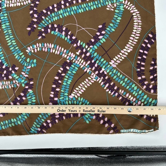 vintage louis feraud designer silk scarf neckerchief square hand rolled art 60s - Picture 7 of 8